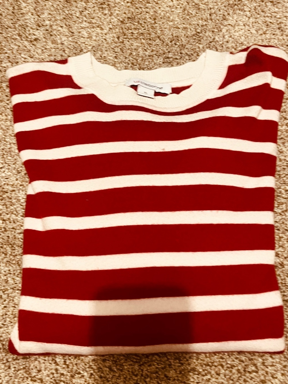 Liz Claiborne Red & White Striped Crewneck Sweater